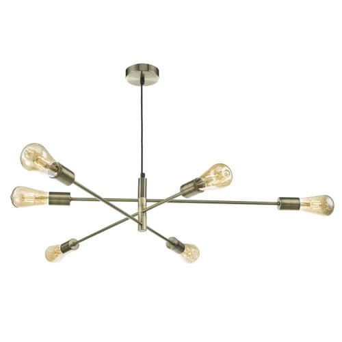 Alana 6 Light Adjustable Pendant Antique Brass