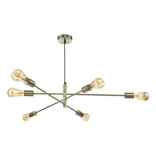 Alana 6 Light Armed Pendant Antique Brass