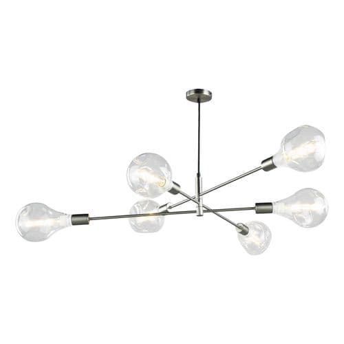 Alana 6 Light Armed Pendant Satin Chrome