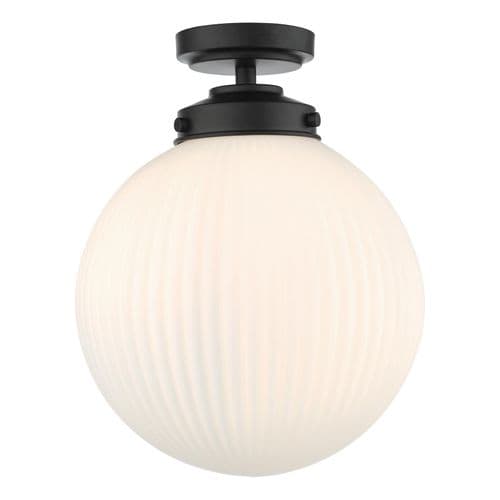 Alrik Bathroom Ceiling Light Matt Black and Opal Glass IP44