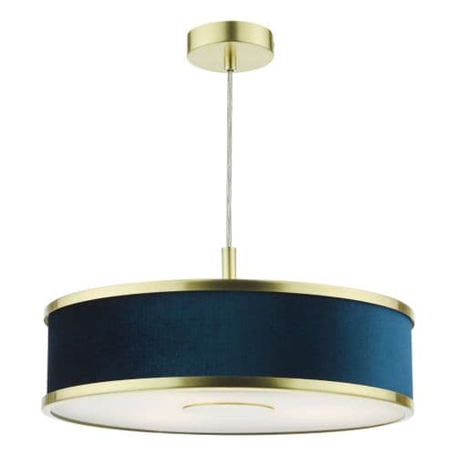 ALVARO 3LT SLIMLINE PENDANT BRUSHED BRASS NAVY 40C