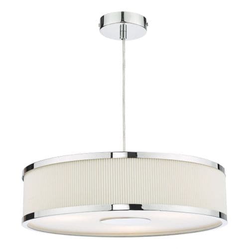 ALVARO 3LT SLIMLINE PENDANT POL CHR IVORY 40CM