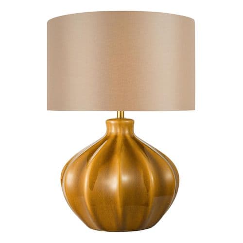 Amrita Table Lamp Brown Ceramic and Antique Brass With Shade