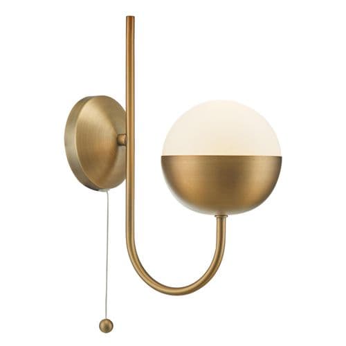 Andre Wall Light Aged Brass and Opal Glass