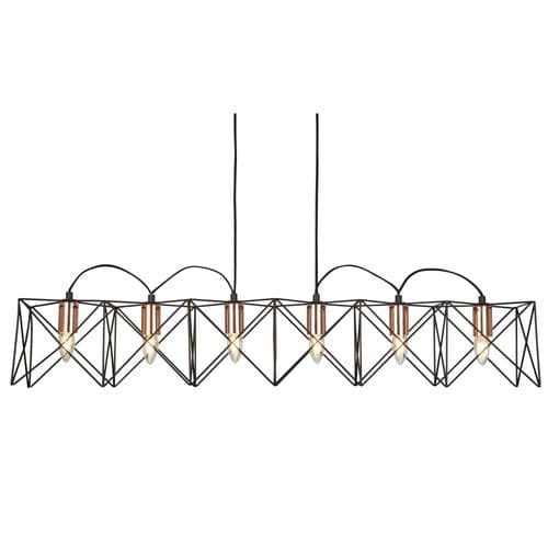 Anthena 6 Light Black Frame Pendant With Copper Detail 8416-6Bk