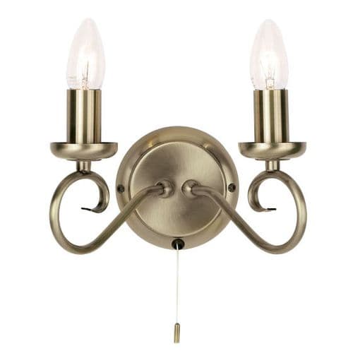 Antique Brass 2-Light Wall Light 180-2AN