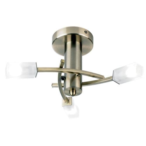 Antique Brass 3-Light Fitting + Glass + Now 25W G9 146-3AB