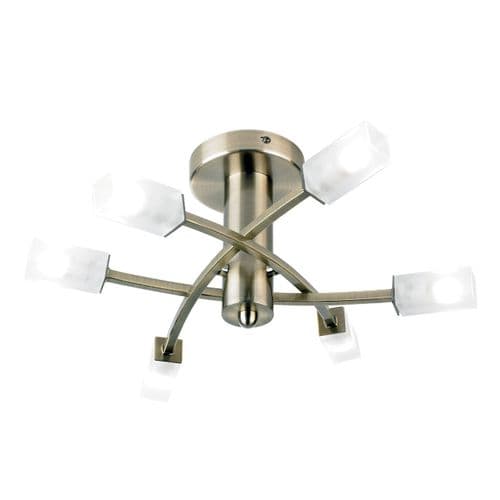 Antique Brass 6-Light Fitting + Glass + Now 25W G9 146-6AB