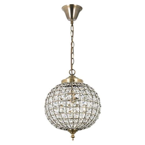 Antique brass effect plate & clear glass detail Pendant Light EH-TANARO-AB by Endon