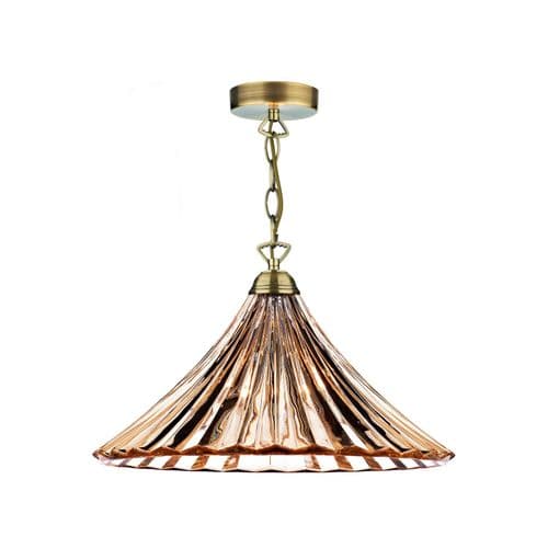 Ardeche Pendant Antique Brass and Amber Glass