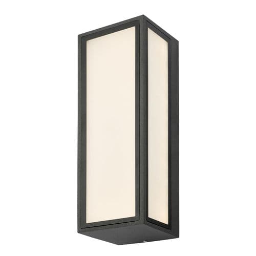 Arham Outdoor Wall Light Matt Grey and White Frosted Glass LED IP65