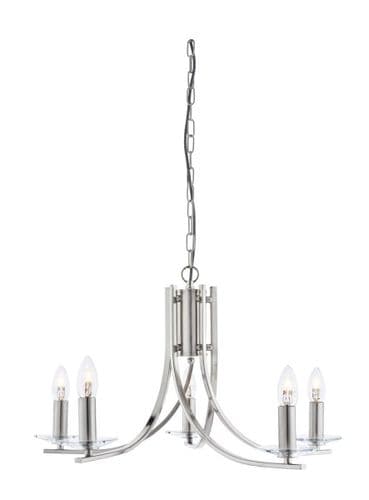 Ascona - 5 Light Ceiling, Satin Silver Twist Frame, Clear Glass Sconces 4165-5Ss
