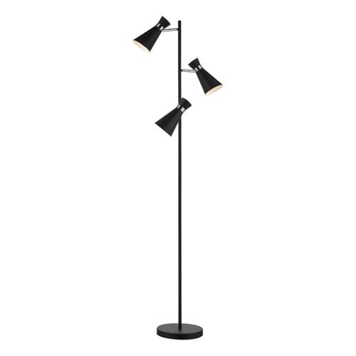 Ashworth 3 Light Floor Lamp Matt Black and Polished Chrome
