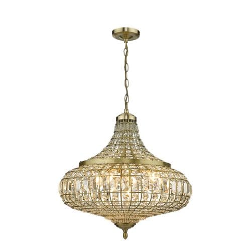 Asmara 6 Light Pendant Crystal and Antique Brass