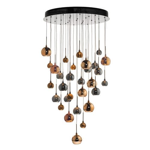 Aurelia 30 Light Cluster Pendant Polished Black Chrome and Glass