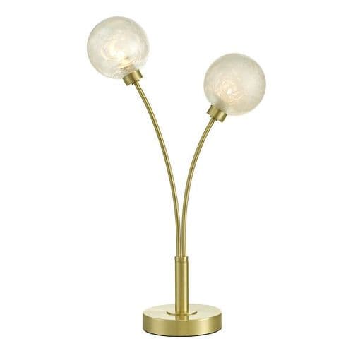Avari 2 Light Table Lamp Satin Brass Glass AVA4241