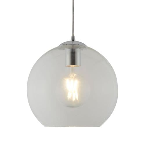 Balls 1 Light Round Pendant (25Cm Dia), Clear Glass, Chrome 1621Cl