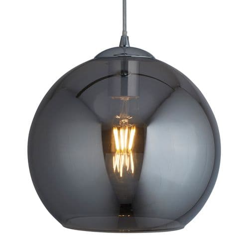 Balls 1 Light Round Pendant (25Cm Dia), Smoked Glass, Chrome 1621Sm