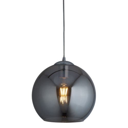 Balls 1 Light Round Pendant (30Cm Dia), Smoked Glass, Chrome 1632Sm