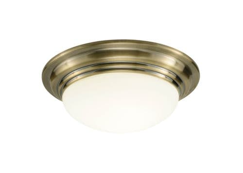 Barclay Antique Brass IP44 Flush Ceiling Light BAR5075 (054984)