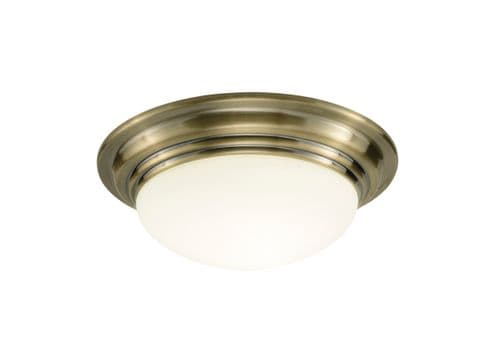 Barclay Antique Brass IP44 Flush Small Ceiling Light BAR5275