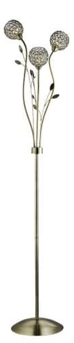 Bellis Ii - 3 Light Floor Lamp, Antique Brass With Clear Glass Deco Shades 3573Ab (Double Insulated)