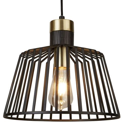 Bird Cage 1 Light Pendant, Black And Gold 9411Bk