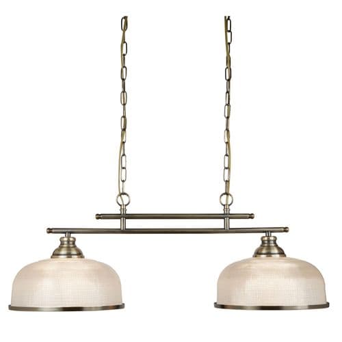 Bistro Ii - 2 Light Ceiling Bar, Antique Brass, Halophane Glass 3592-2Ab