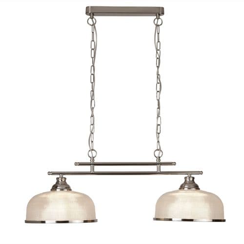 Bistro Ii - 2 Light Ceiling Bar, Satin Silver, Halophane Glass 3592-2Ss