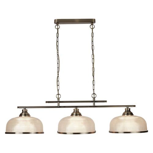 Bistro Ii - 3 Light Ceiling Bar, Antique Brass, Marble Glass 3593-3Ab