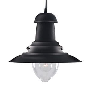 Black Fisherman Pendant Lamp With Clear Glass Shade 4301Bk
