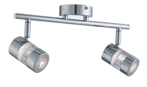 Bubbles Effect Ip44 Led 2Lt Spot Bar - Chrome & Acrylic Shade (Class 2 Double Insulated) Bx4412Cc-17
