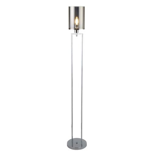 Catalina 1 Light Floor Lamp, Chrome, Smoked Glass Shades 9053Cc