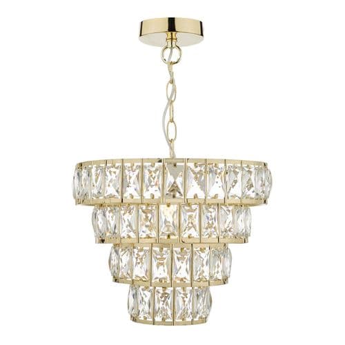 Cerys 1 Light 4 Tier Pendant Crystal & Gold, double insulated, CER0135