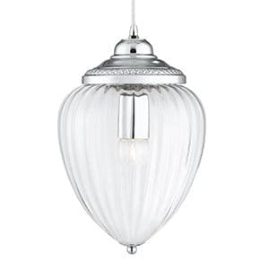 Chrome 1 Light Clear Ribbed Glass Lantern  1091Cc