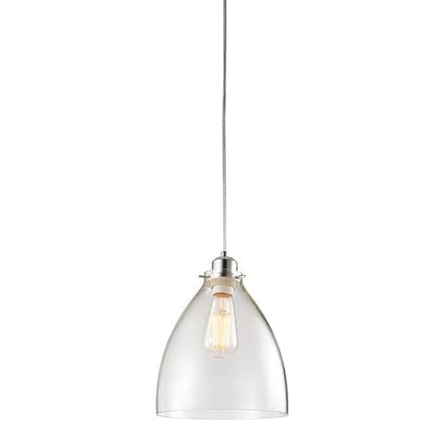 Clear glass & chrome effect plate Pendant Light 60874 by Endon