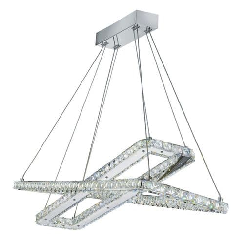 Clover - 2 X Led Rectangle Frame Ceiling , Chrome, Clear Crystal Trim 7123Cc