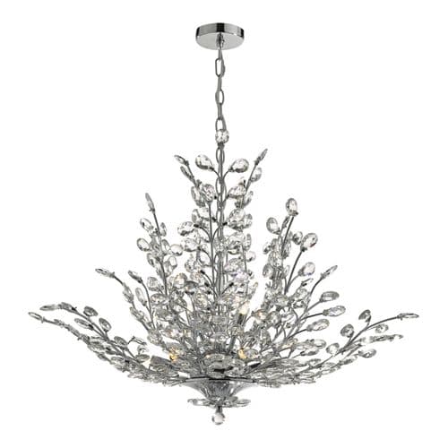 Cordelia 9 Light Pendant Chrome & Crystal, double insulated, COR1350