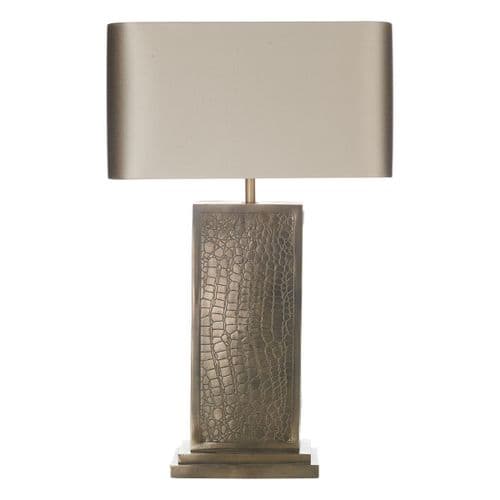 Croc Table Lamp Bronze + Silk Shade CRO42 (7-10 day Delivery)