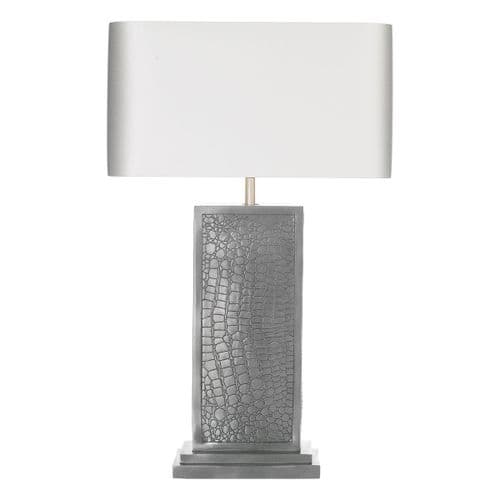 Croc Table Lamp Pewter + Silk Shade CRO42(7-10 day Delivery)