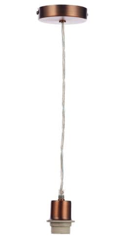 Dar 1 Light Aged Copper E27 Suspension With Clear Cable SP64