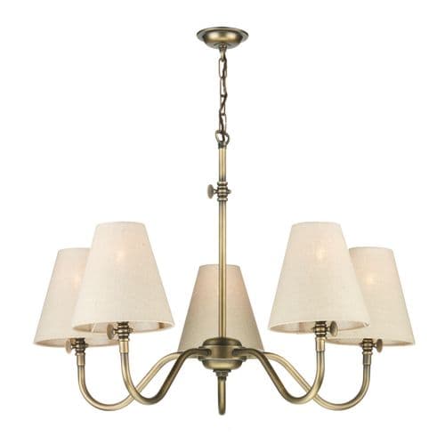 Dar Hicks 5 Light Pendant Antique Brass HIC0575 (Hand made, 7-10 day Delivery)
