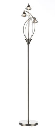 Dar Luther 3 Light Floor Lamp complete with Crystal Glass Satin Chrome LUT4946 (Double Insulated)