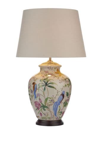 Dar Mimosa Table Lamp White/ Floral/ Bird Base Only MIM4202 (Class 2 Double Insulated)