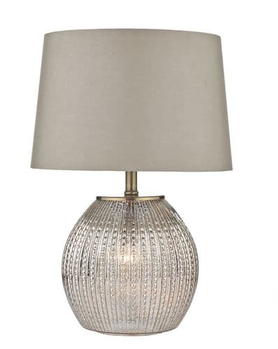 Dar Sonia Table Lamp Antique Silver complete with Shade Dual Source SON4232 (Double Insulated)