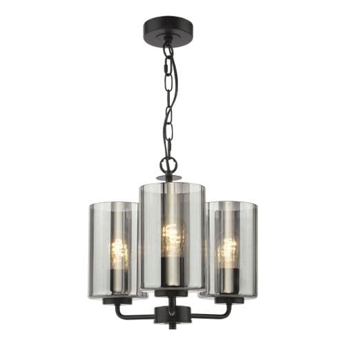 DAYLIN 3LT PENDANT BLACK SMOKED GLASS
