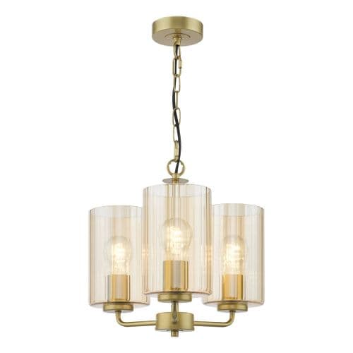 DAYLIN 3LT PENDANT GOLD AMBER GLASS