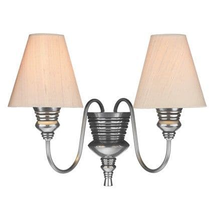 Doreen 2 Light Wall Light Pewter complete with Silk Shades (Specify Colour) DOR0999