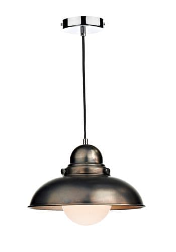 Dynamo 1-light Antique Chrome Pendant Ceiling Light (Class 2 Double Insulated) DYN0161