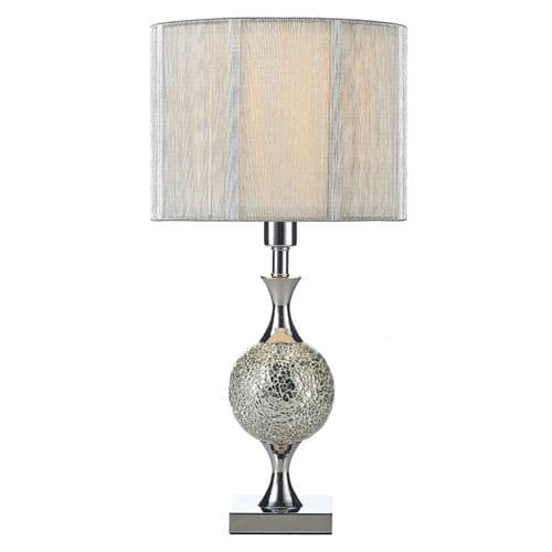 Elsa Table Lamp Silver Mosaic complete with Silver String Shade (Double Insulated) ELS4239
